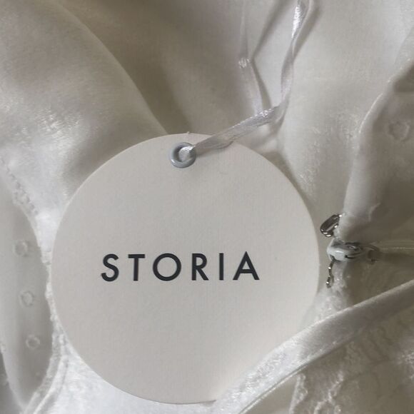 NEW Storia White Ruffled Tiered Slip Dress Sz S NWT Soft Girl, Romantic, Y2K - Picture 9 of 13